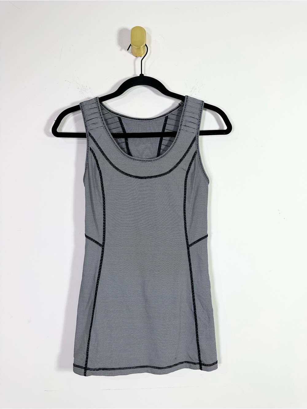Lululemon Stay On Course Black White Microstripe Scoop Neck Tank Top